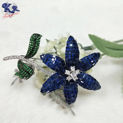 wholesale 925 silver jewelry gemstone fashion flower wedding brooch Kirin Jewelry