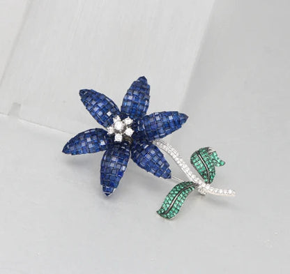 wholesale 925 silver jewelry gemstone fashion flower wedding brooch Kirin Jewelry