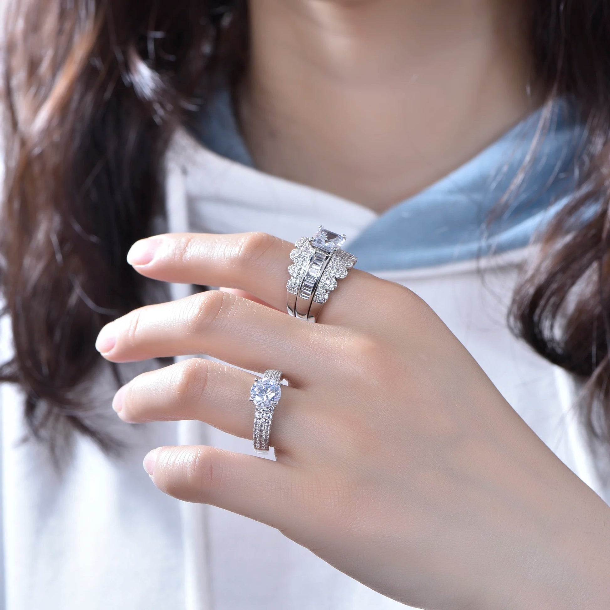 wholesale Fashion jewelry rings Sterling Silver Rings Diamond Wedding Jewelry 925 Sterling Silver Ring For Women Wedding Kirin Jewelry