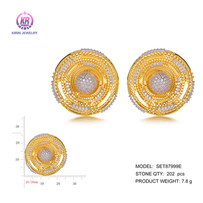 wholesale earrings with 2-tone plating rhodium and 14K gold CZ women's accessories fashion jewelry earrings Kirin Jewelry