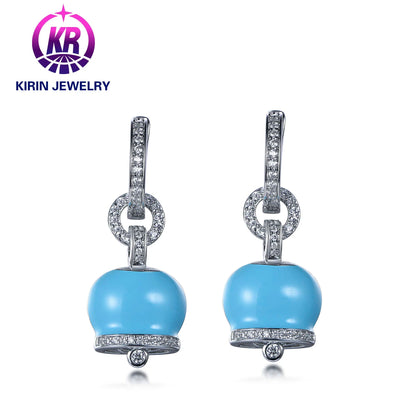 wholesale fashion gemstone jewelry light blue enamel 3A White Cubic Zirconia earring eardrop for women Kirin Jewelry