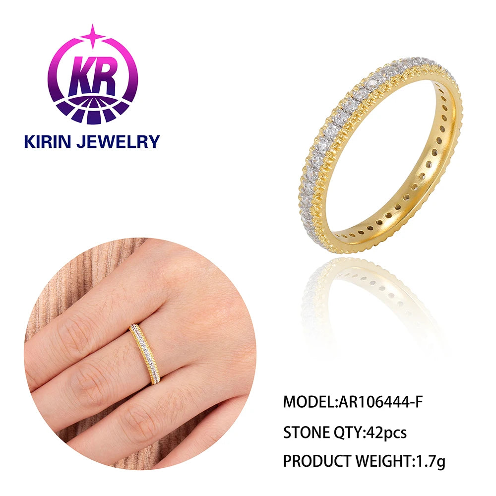 wholesale gold plated jewelry couple engagement 925 silver jewelry lab grown diamond gold plated rings gold plated luxury ring wedding zircon women gold plated ring Kirin Jewelry