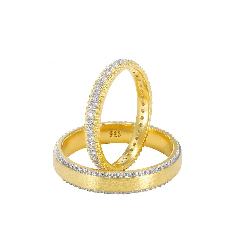 wholesale gold plated jewelry couple engagement 925 silver jewelry lab grown diamond gold plated rings gold plated luxury ring wedding zircon women gold plated ring Kirin Jewelry