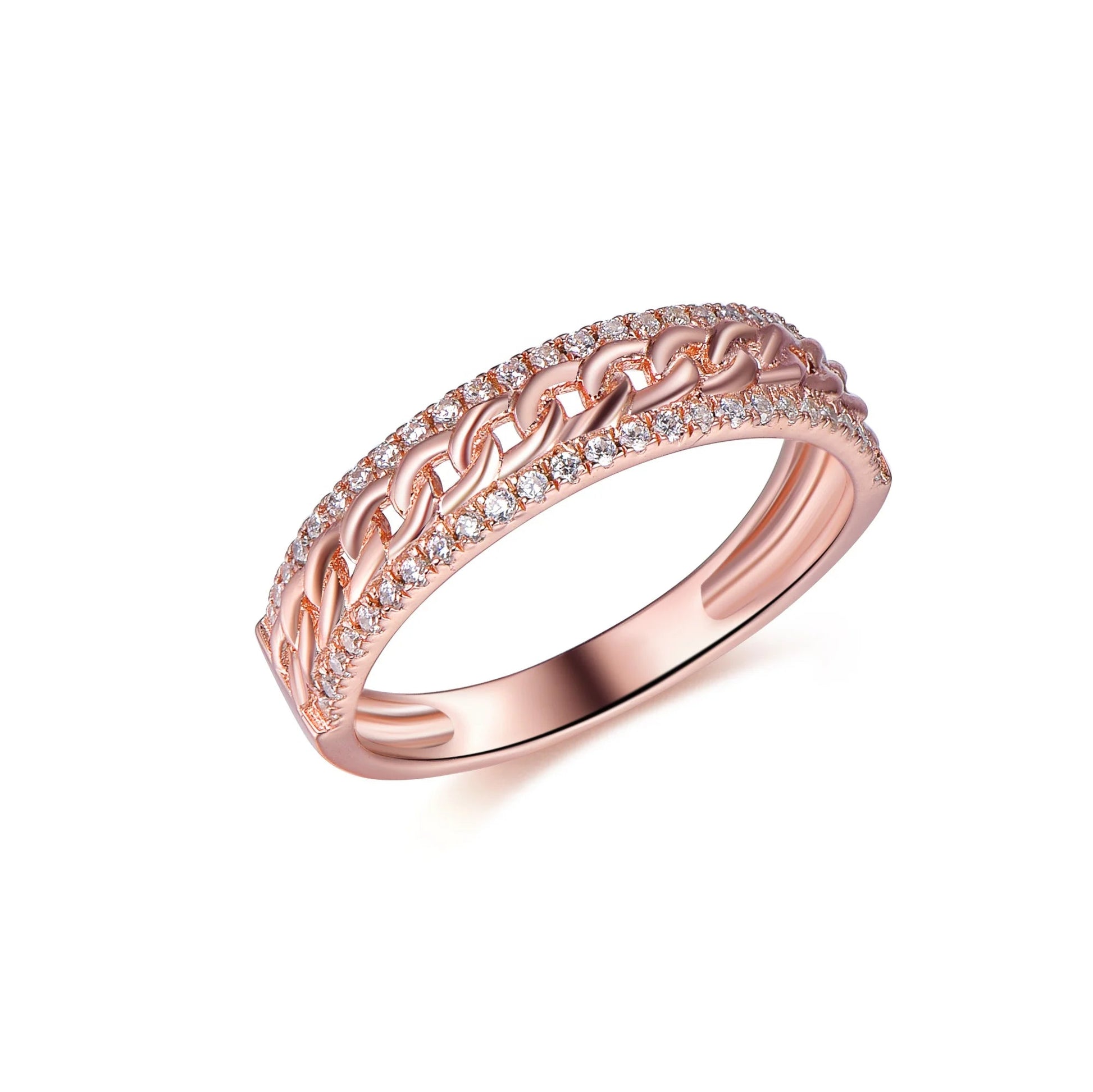 women 18k rose yellow gold plated rings 925 sterling silver rose gold rings frmen twisted rose gold ring Kirin Jewelry