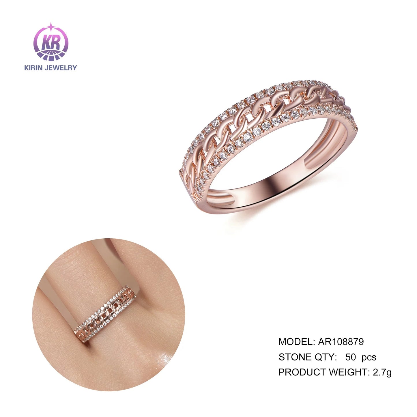 women 18k rose yellow gold plated rings 925 sterling silver rose gold rings frmen twisted rose gold ring Kirin Jewelry