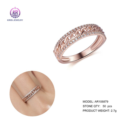 women 18k rose yellow gold plated rings 925 sterling silver rose gold rings frmen twisted rose gold ring Kirin Jewelry