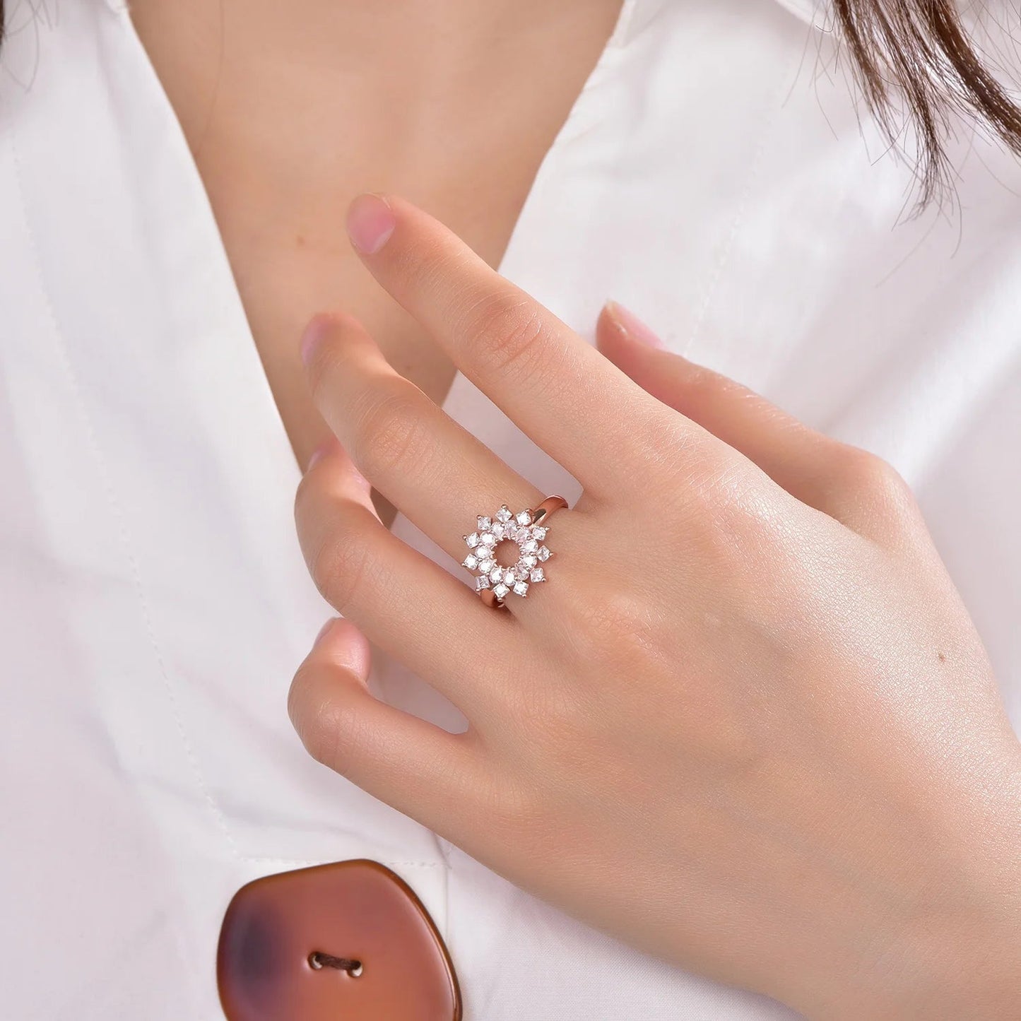 zircon ring rose gold bands woman jewelry sterling silver rose gold plated rings rose gold silver rings Kirin Jewelry