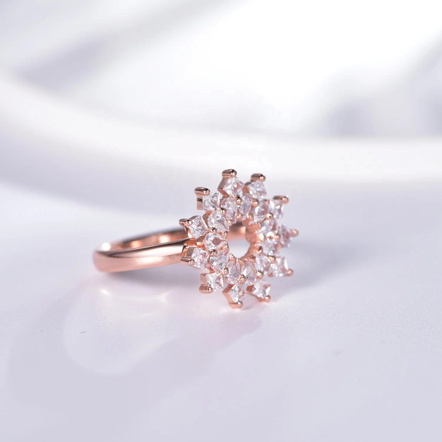 zircon ring rose gold bands woman jewelry sterling silver rose gold plated rings rose gold silver rings Kirin Jewelry