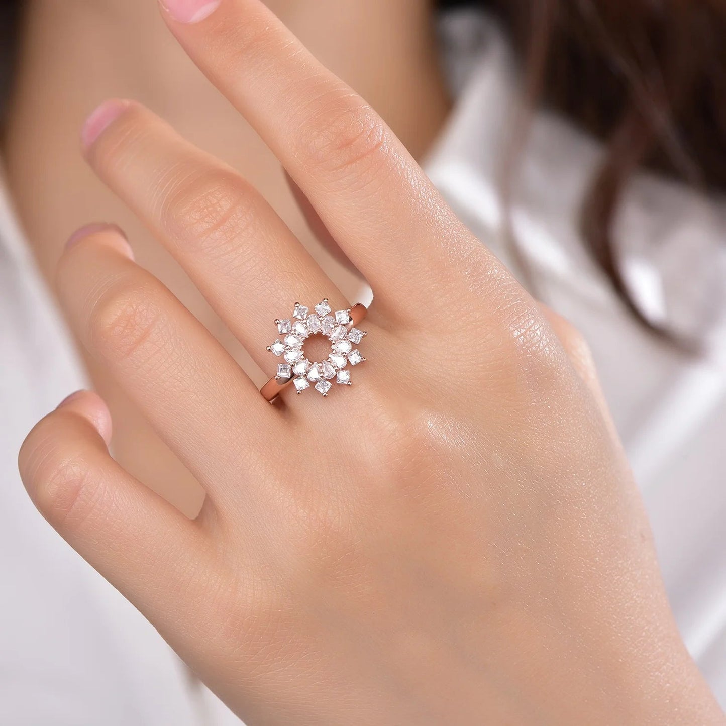 zircon ring rose gold bands woman jewelry sterling silver rose gold plated rings rose gold silver rings Kirin Jewelry